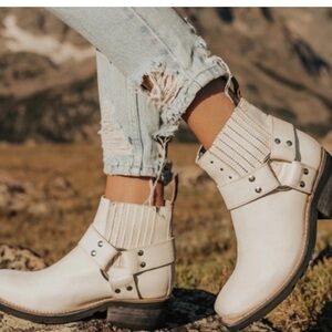 Freebird Whiskey D Stylish White Ankle Boots for Women